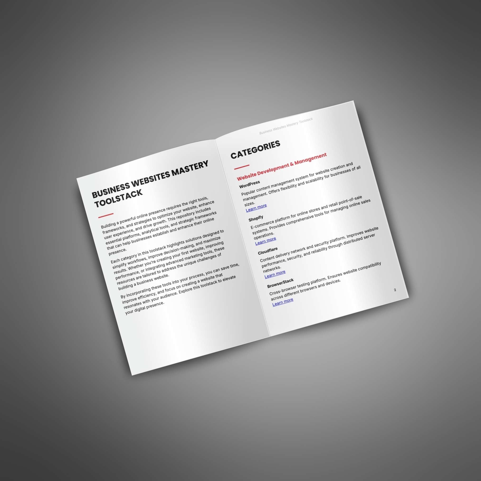 Business Websites Mastery - Toolstack